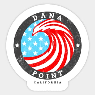 Dana Point, CA Summertime Patriotic 4th Pride Surfing Sticker